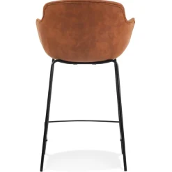 ALTEREGO Tabouret snack mi-hauteur 'CALVIN MINI' en microfibre brune Outlet