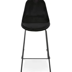 ALTEREGO Tabouret snack mi-hauteur 'SPARK MINI' en velours noir et pieds en métal noir Discount