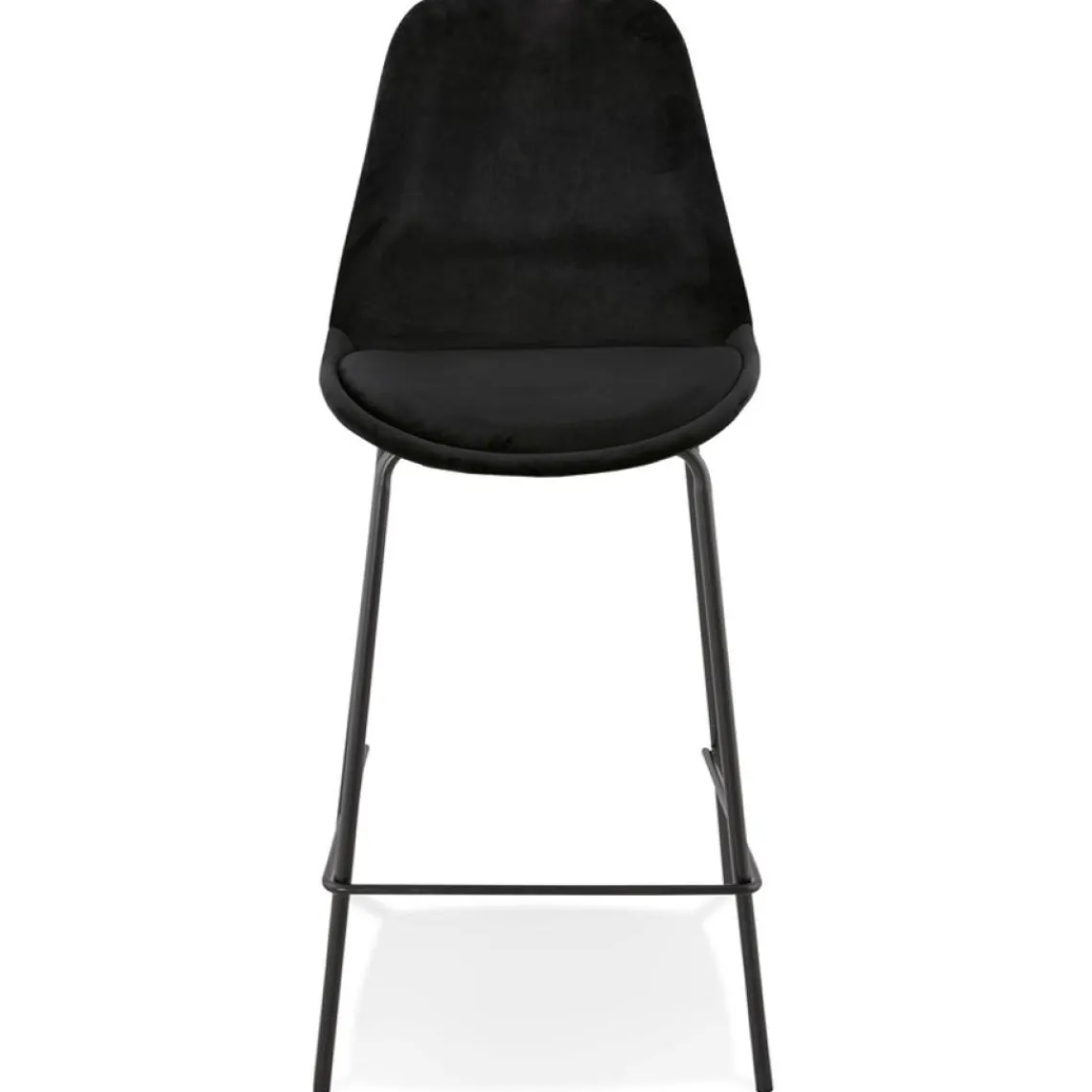 ALTEREGO Tabouret snack mi-hauteur 'SPARK MINI' en velours noir et pieds en métal noir Discount