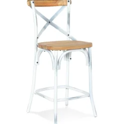 ALTEREGO Tabouret snack mi-hauteur 'COTTAGE MINI' en bois finition Noyer effet vieilli Best