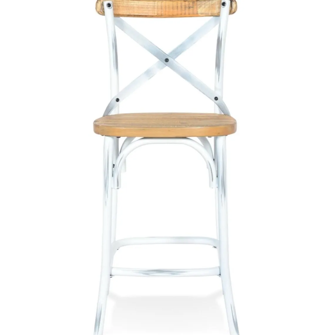 ALTEREGO Tabouret snack mi-hauteur 'COTTAGE MINI' en bois finition Noyer effet vieilli Best