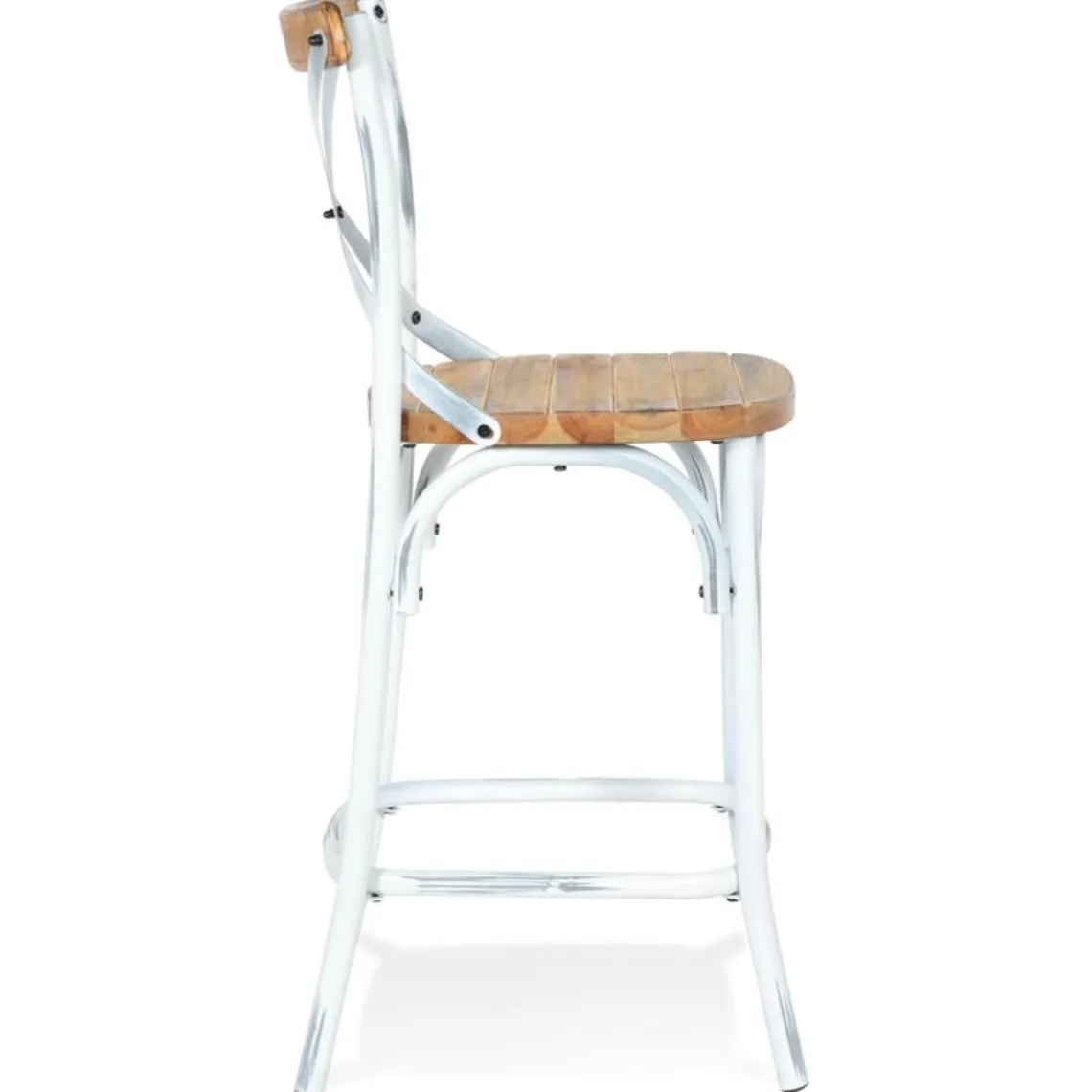 ALTEREGO Tabouret snack mi-hauteur 'COTTAGE MINI' en bois finition Noyer effet vieilli Best