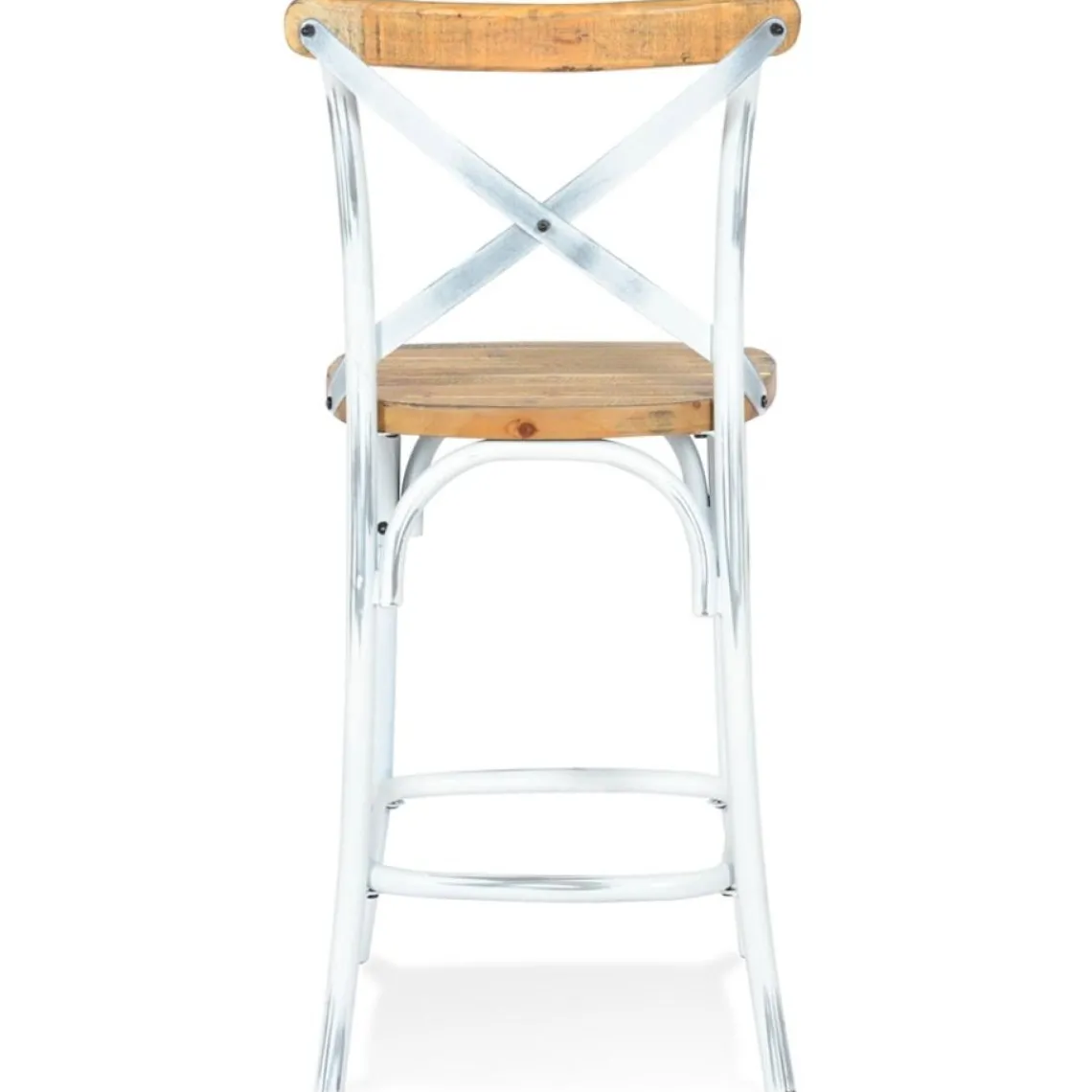 ALTEREGO Tabouret snack mi-hauteur 'COTTAGE MINI' en bois finition Noyer effet vieilli Best