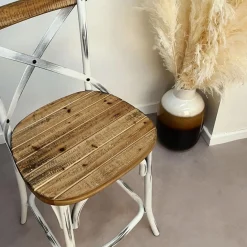 ALTEREGO Tabouret snack mi-hauteur 'COTTAGE MINI' en bois finition Noyer effet vieilli Best