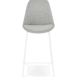 ALTEREGO Tabouret snack mi-hauteur 'ALOE MINI' en tissu gris avec pied en métal blanc Hot