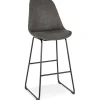 ALTEREGO Tabouret snack mi-hauteur 'BIKI MINI' en microfibre grise et pieds en métal noir Clearance