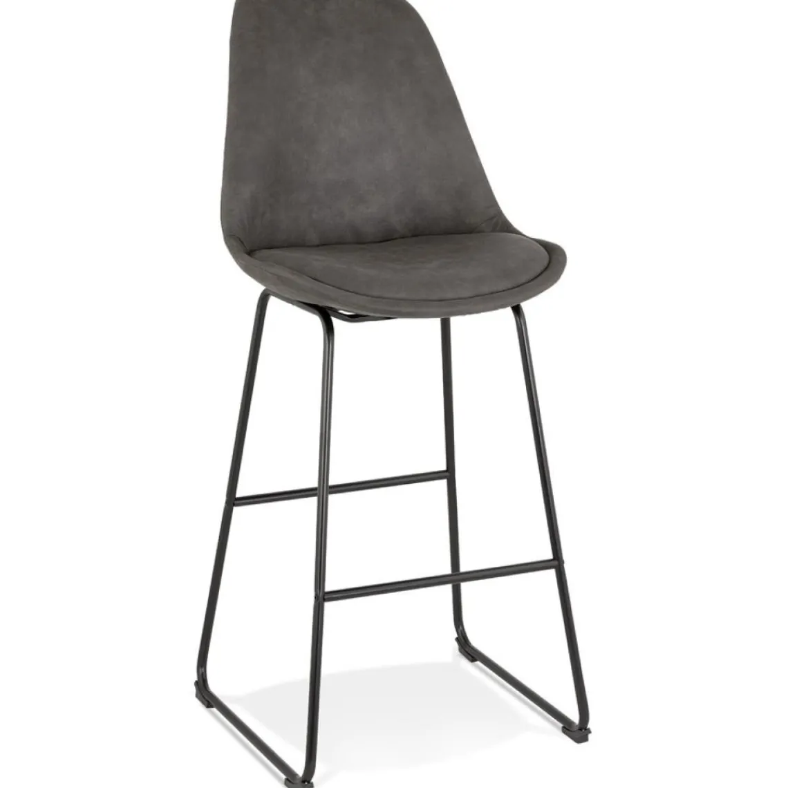 ALTEREGO Tabouret snack mi-hauteur 'BIKI MINI' en microfibre grise et pieds en métal noir Clearance