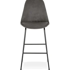 ALTEREGO Tabouret snack mi-hauteur 'BIKI MINI' en microfibre grise et pieds en métal noir Clearance