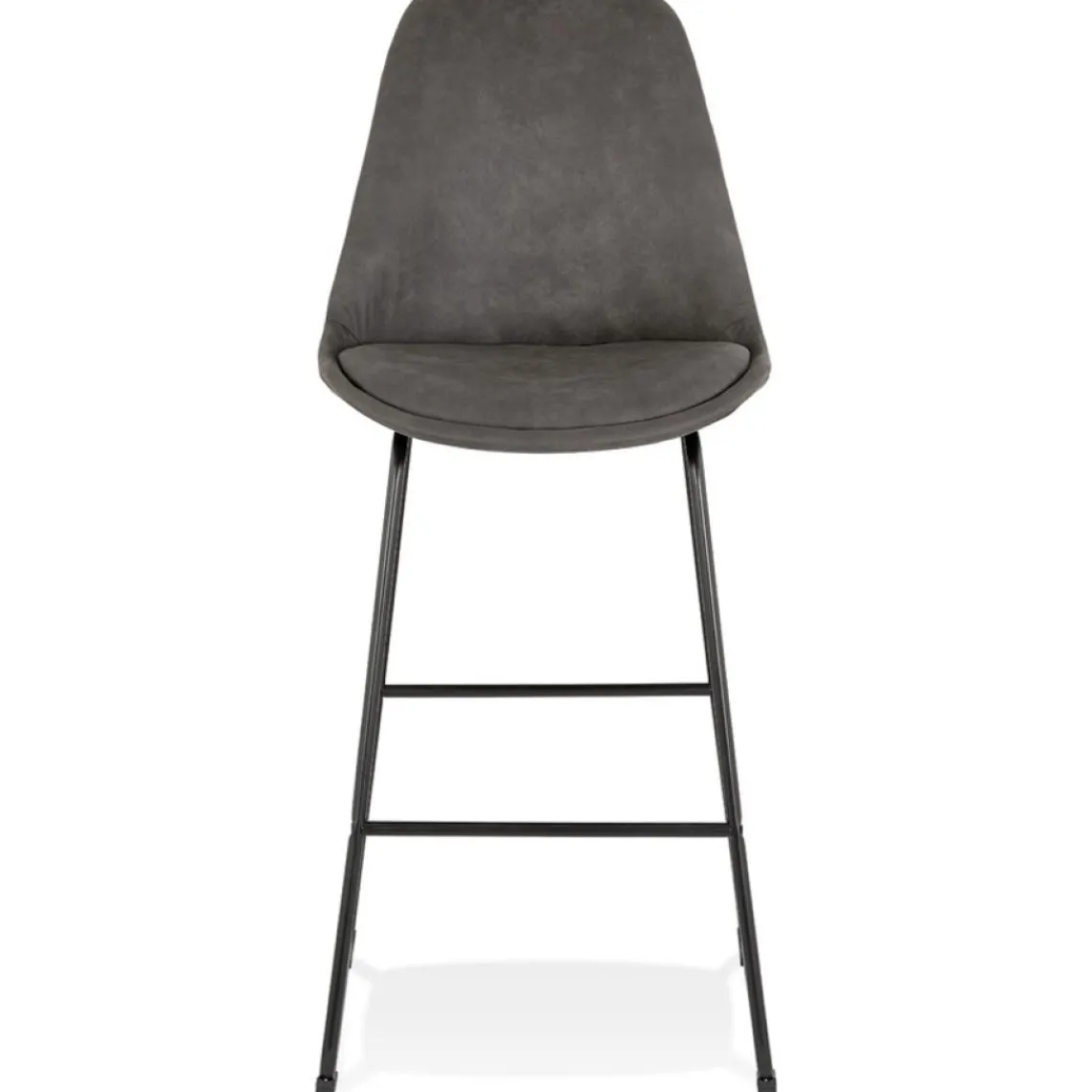 ALTEREGO Tabouret snack mi-hauteur 'BIKI MINI' en microfibre grise et pieds en métal noir Clearance