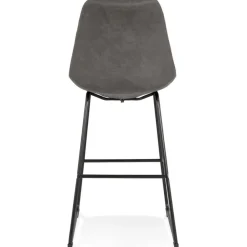 ALTEREGO Tabouret snack mi-hauteur 'BIKI MINI' en microfibre grise et pieds en métal noir Clearance