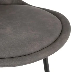 ALTEREGO Tabouret snack mi-hauteur 'BIKI MINI' en microfibre grise et pieds en métal noir Clearance