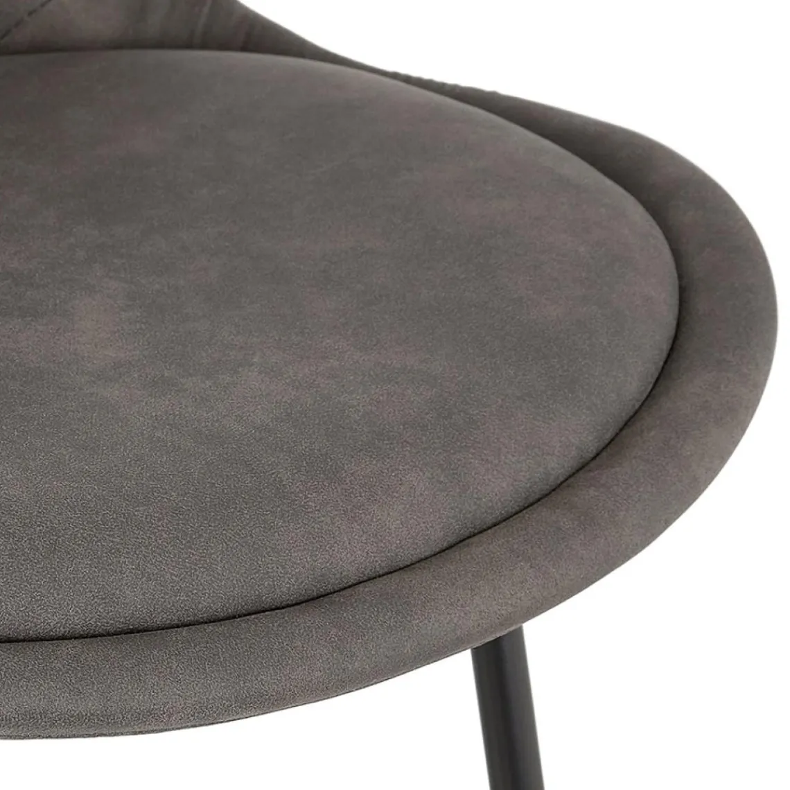 ALTEREGO Tabouret snack mi-hauteur 'BIKI MINI' en microfibre grise et pieds en métal noir Clearance