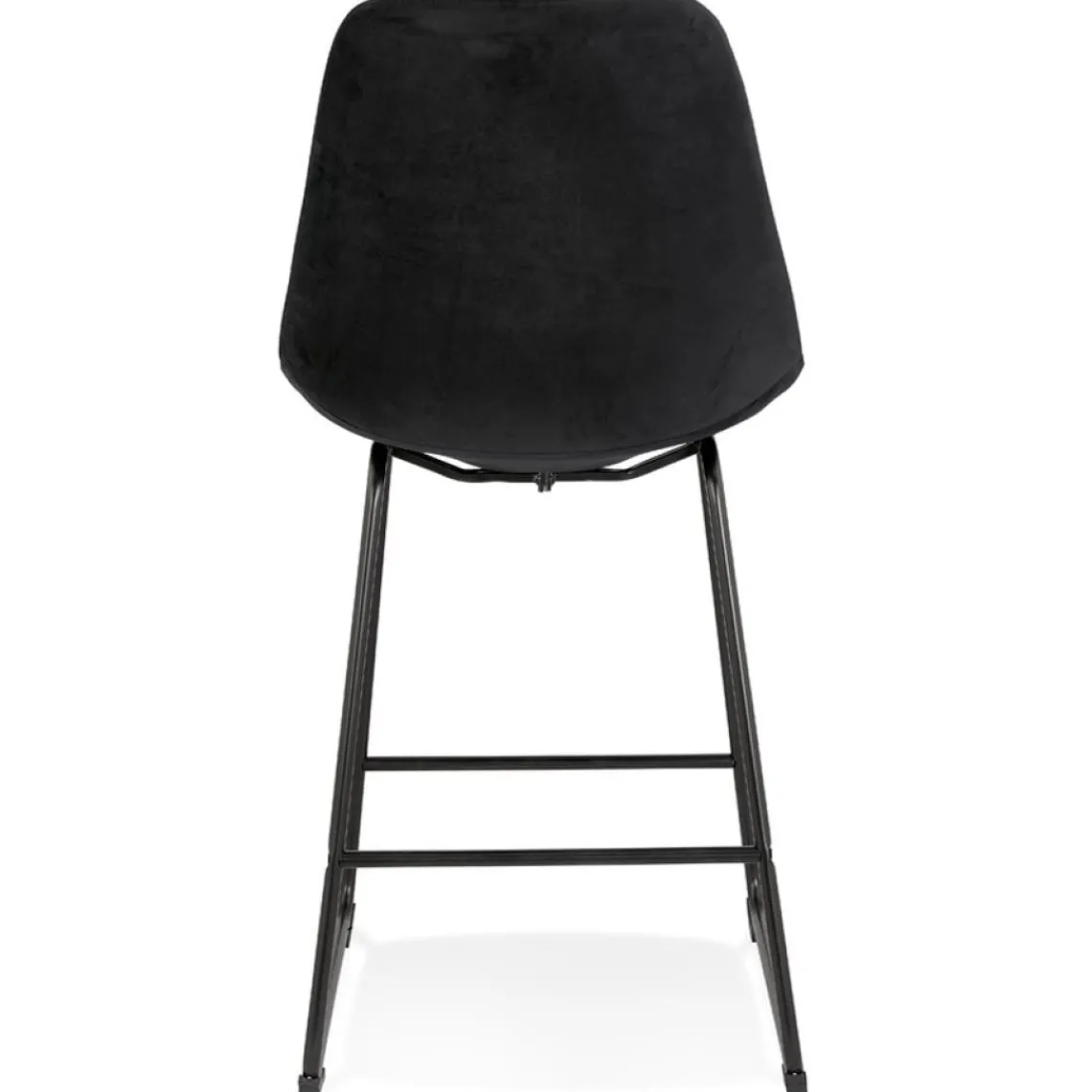 ALTEREGO Tabouret snack mi-hauteur 'BULLY MINI' en velours noir et pieds en métal noir New
