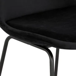 ALTEREGO Tabouret snack mi-hauteur 'BULLY MINI' en velours noir et pieds en métal noir New