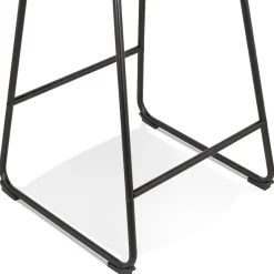 ALTEREGO Tabouret snack mi-hauteur 'BULLY MINI' en velours noir et pieds en métal noir New
