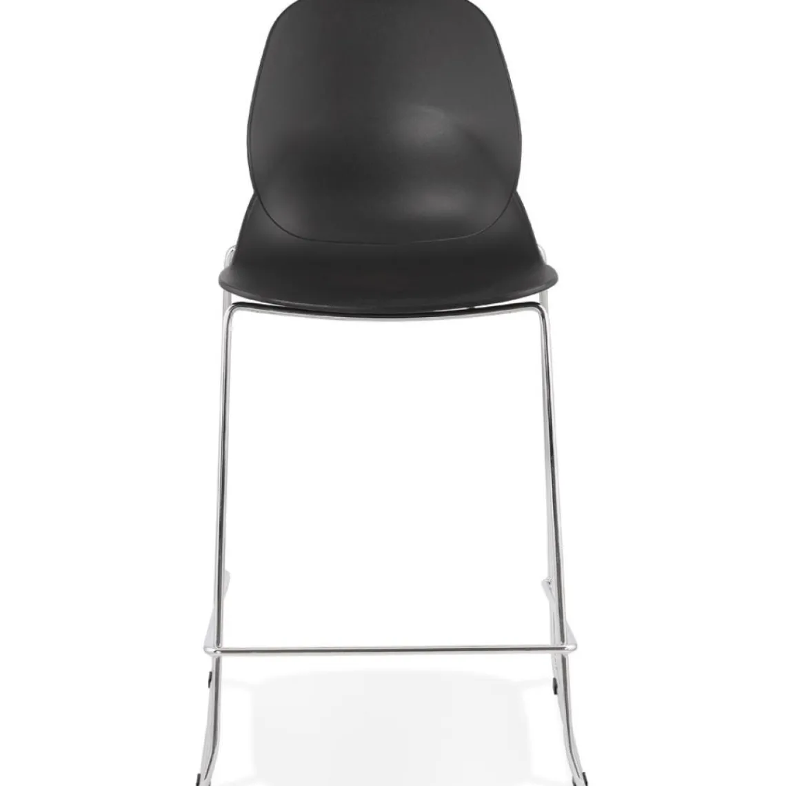ALTEREGO Tabouret snack mi-hauteur 'BERLIN MINI' noir empilable avec pied en métal chromé Sale