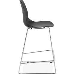 ALTEREGO Tabouret snack mi-hauteur 'BERLIN MINI' noir empilable avec pied en métal chromé Sale