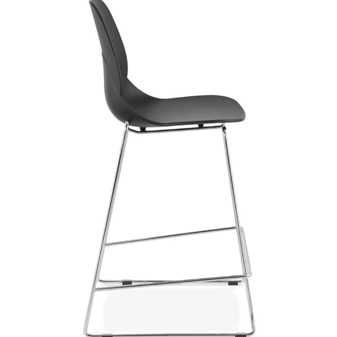 ALTEREGO Tabouret snack mi-hauteur 'BERLIN MINI' noir empilable avec pied en métal chromé Sale