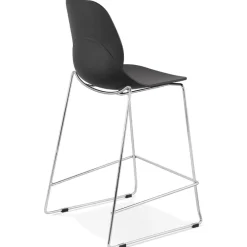 ALTEREGO Tabouret snack mi-hauteur 'BERLIN MINI' noir empilable avec pied en métal chromé Sale