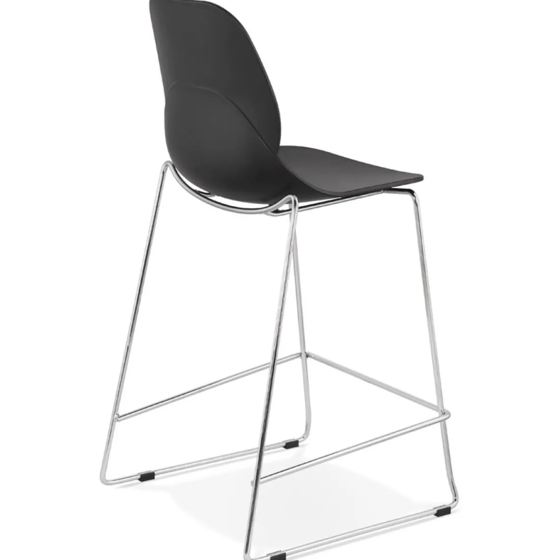 ALTEREGO Tabouret snack mi-hauteur 'BERLIN MINI' noir empilable avec pied en métal chromé Sale