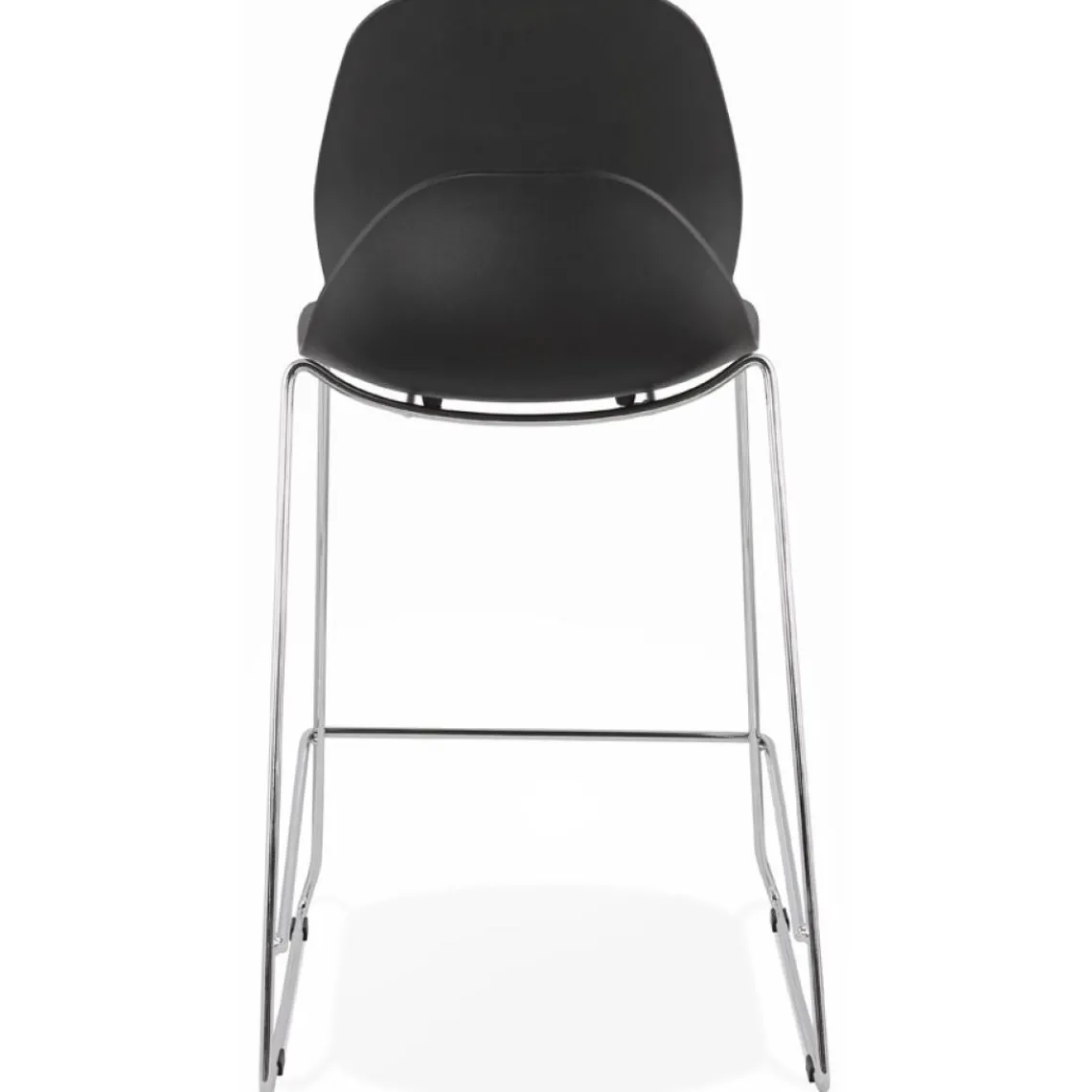 ALTEREGO Tabouret snack mi-hauteur 'BERLIN MINI' noir empilable avec pied en métal chromé Sale