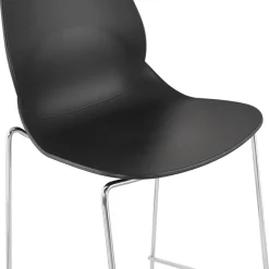 ALTEREGO Tabouret snack mi-hauteur 'BERLIN MINI' noir empilable avec pied en métal chromé Sale