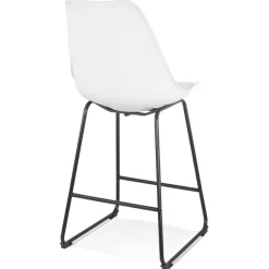 ALTEREGO Tabouret snack mi-hauteur 'CHOKO MINI' blanc et pieds en métal noir Hot