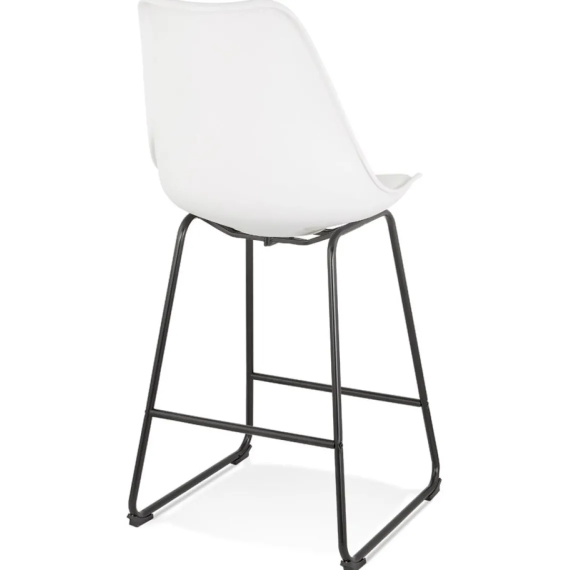 ALTEREGO Tabouret snack mi-hauteur 'CHOKO MINI' blanc et pieds en métal noir Hot