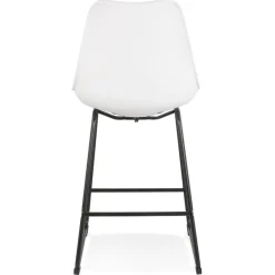 ALTEREGO Tabouret snack mi-hauteur 'CHOKO MINI' blanc et pieds en métal noir Hot
