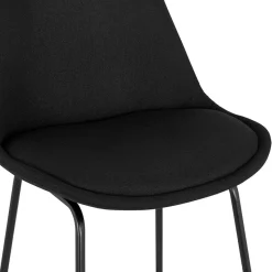 ALTEREGO Tabouret snack mi-hauteur 'RIGO MINI' en tissu noir et pieds en métal noir Best