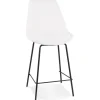 ALTEREGO Tabouret snack mi-hauteur 'LEONIE MINI' en tissu bouloché blanc et pied en métal noir New