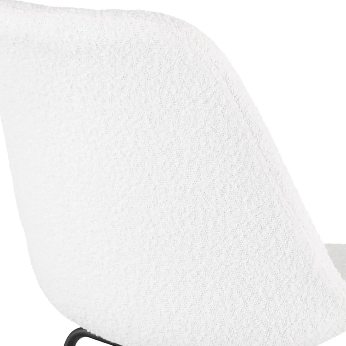 ALTEREGO Tabouret snack mi-hauteur 'LEONIE MINI' en tissu bouloché blanc et pied en métal noir New