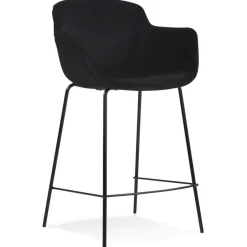 ALTEREGO Tabouret snack mi-hauteur 'LARISSA MINI' en velours noir Clearance