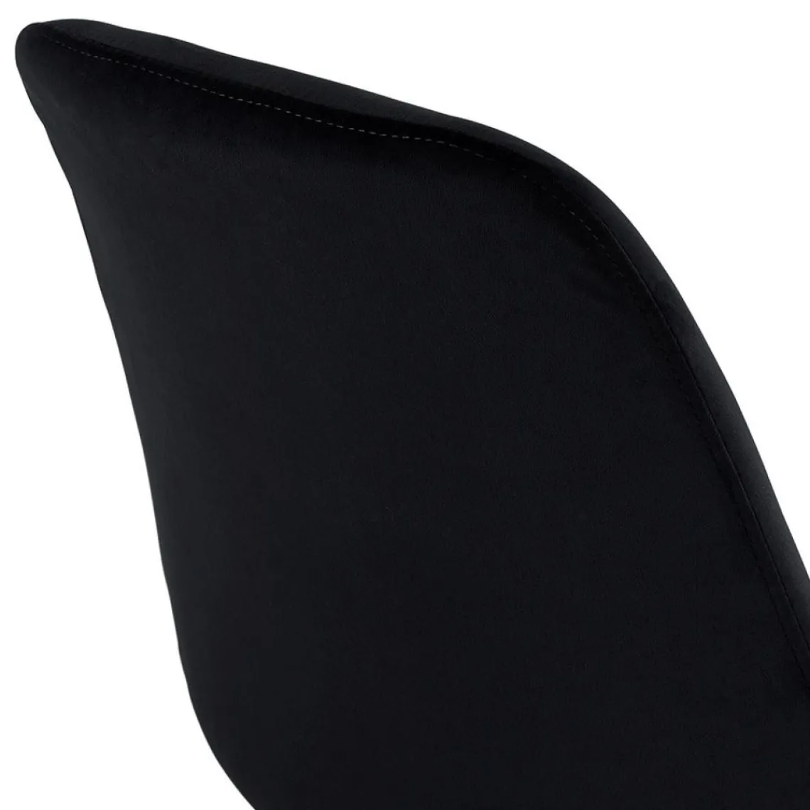 ALTEREGO Tabouret snack mi-hauteur 'MORISS MINI' en velours noir et pieds en bois naturel