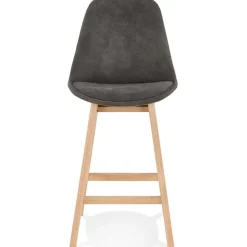 ALTEREGO Tabouret snack mi-hauteur 'ASPEN MINI' en microfibre grise et pieds en bois naturel Hot
