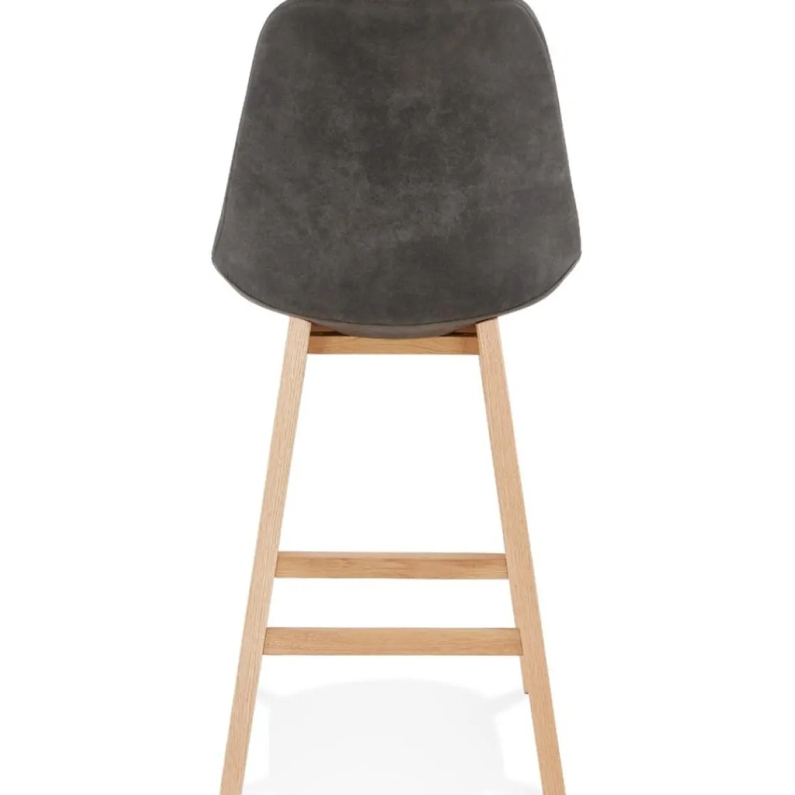 ALTEREGO Tabouret snack mi-hauteur 'ASPEN MINI' en microfibre grise et pieds en bois naturel Hot