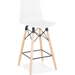 ALTEREGO Tabouret snack mi-hauteur 'MOZAIK MINI' blanc style scandinave Outlet