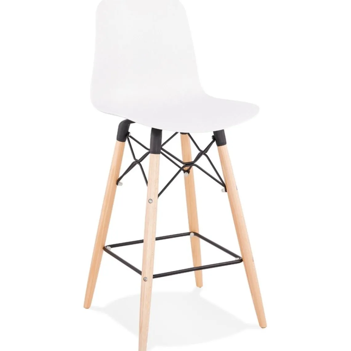 ALTEREGO Tabouret snack mi-hauteur 'MOZAIK MINI' blanc style scandinave Outlet