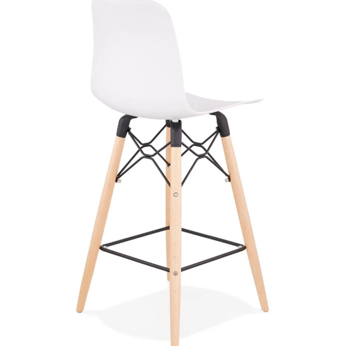 ALTEREGO Tabouret snack mi-hauteur 'MOZAIK MINI' blanc style scandinave Outlet