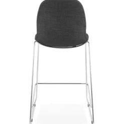 ALTEREGO Tabouret snack mi-hauteur empilable 'FAKIR MINI' en tissu gris foncé et pied en métal chromé Hot