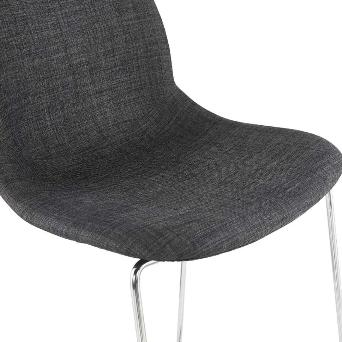 ALTEREGO Tabouret snack mi-hauteur empilable 'FAKIR MINI' en tissu gris foncé et pied en métal chromé Hot