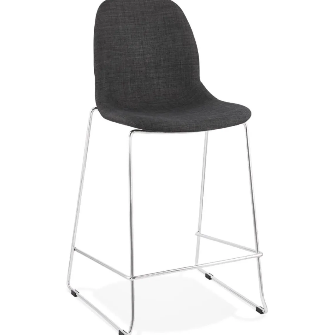 ALTEREGO Tabouret snack mi-hauteur empilable 'FAKIR MINI' en tissu gris foncé et pied en métal chromé Hot