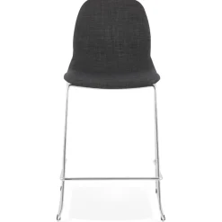 ALTEREGO Tabouret snack mi-hauteur empilable 'FAKIR MINI' en tissu gris foncé et pied en métal chromé Hot