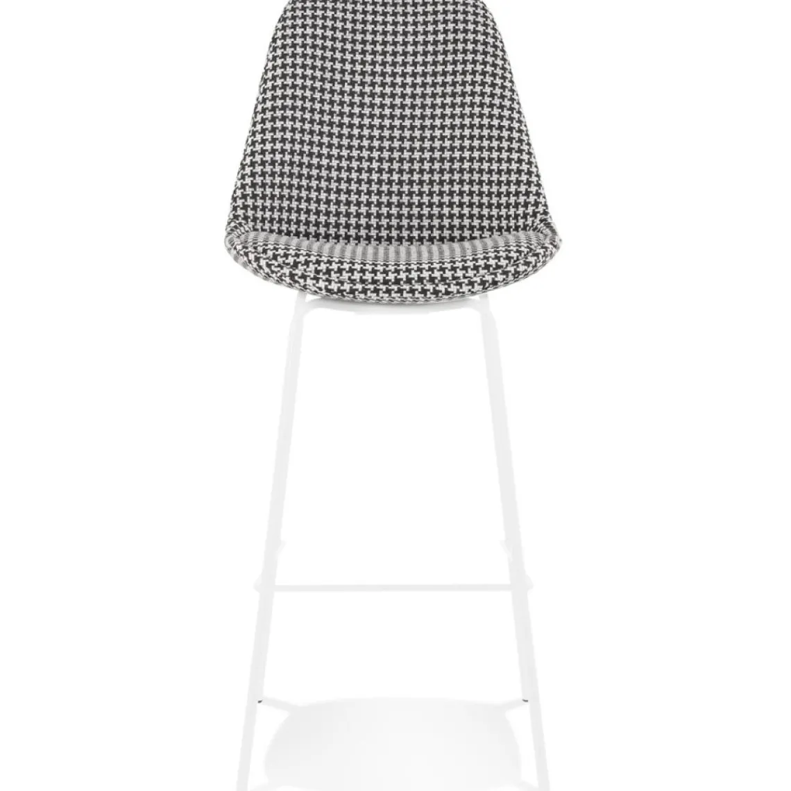 ALTEREGO Tabouret snack mi-hauteur 'SPARK MINI' en tissu pied de poule et pieds en métal blanc New
