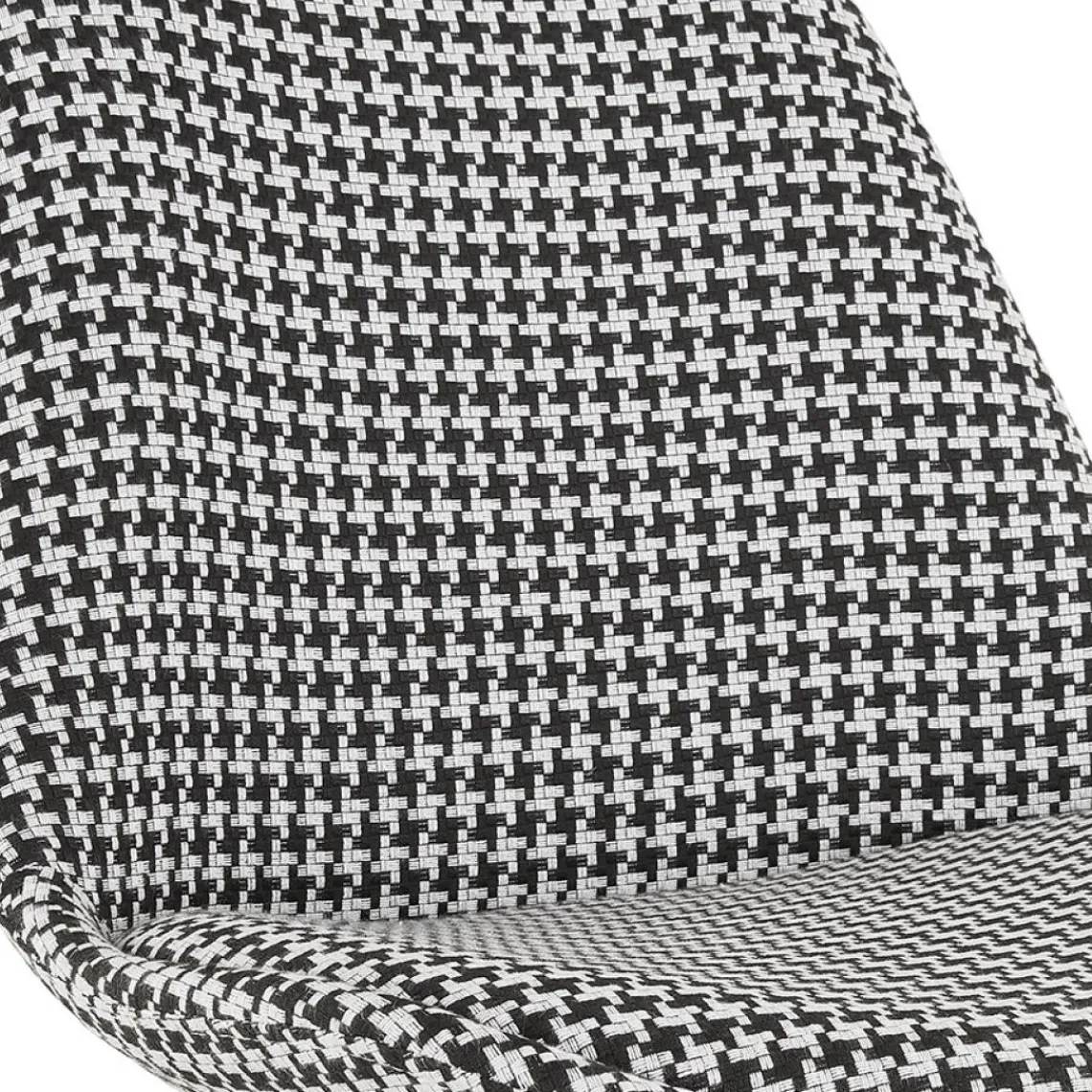 ALTEREGO Tabouret snack mi-hauteur 'SPARK MINI' en tissu pied de poule et pieds en métal blanc New