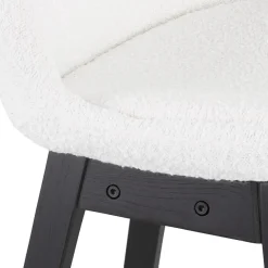 ALTEREGO Tabouret snack mi-hauteur 'SANDRA MINI' en tissu bouloché blanc et pied en bois noir Discount