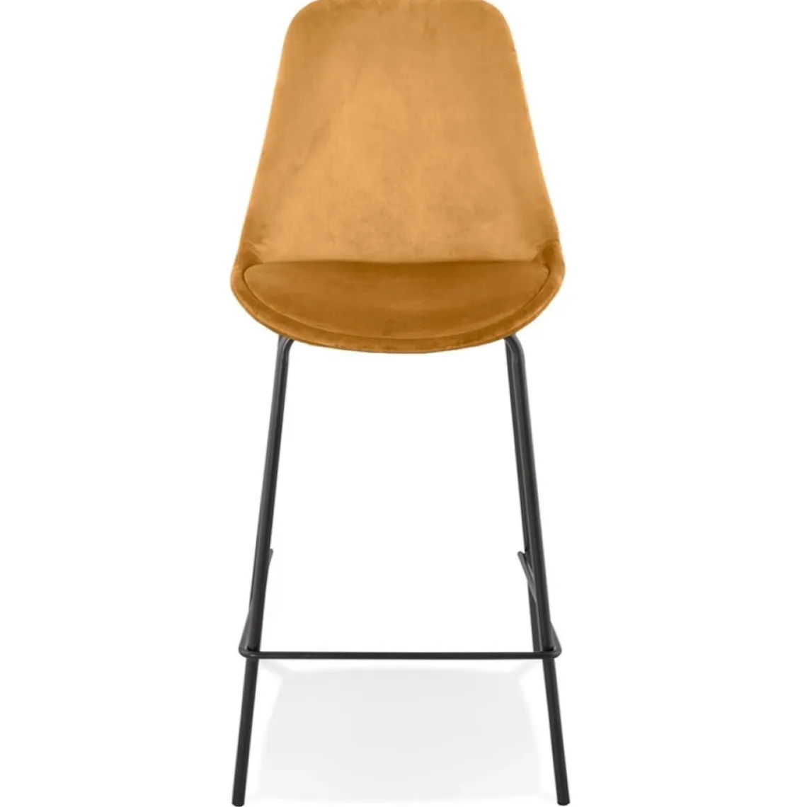 ALTEREGO Tabouret snack mi-hauteur 'SPARK MINI' en velours moutarde et pieds en métal noir Outlet