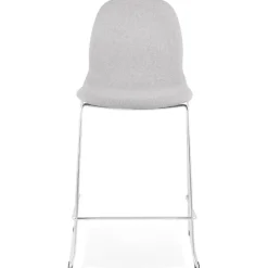 ALTEREGO Tabouret snack mi-hauteur empilable 'FAKIR MINI' en tissu gris clair et pied en métal chromé New