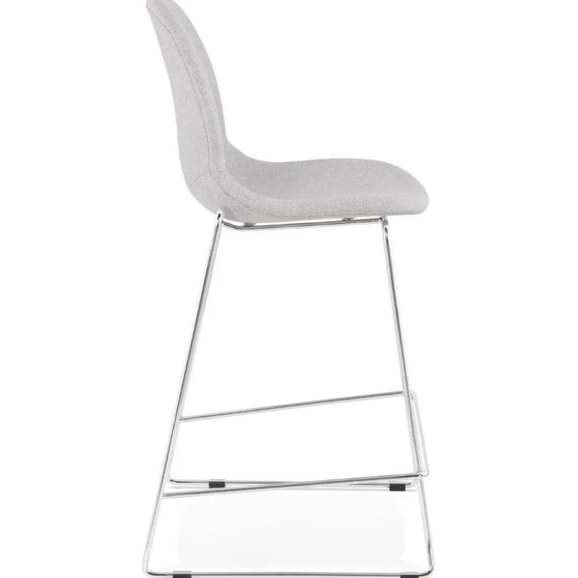 ALTEREGO Tabouret snack mi-hauteur empilable 'FAKIR MINI' en tissu gris clair et pied en métal chromé New