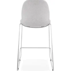 ALTEREGO Tabouret snack mi-hauteur empilable 'FAKIR MINI' en tissu gris clair et pied en métal chromé New